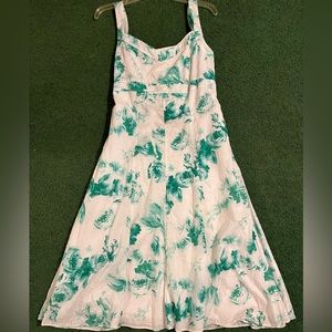 Teal and White fit and flare dress